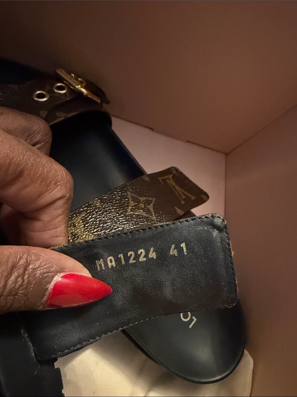 Louis Vuitton Brown Monogram Double Strap Sandals with Gold Buckles - Picture 7 of 9